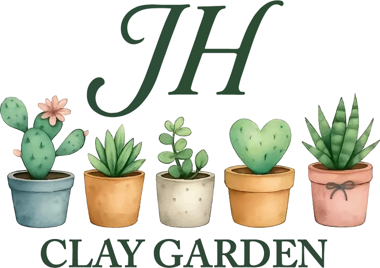JH Clay Garden logo with potted succulents